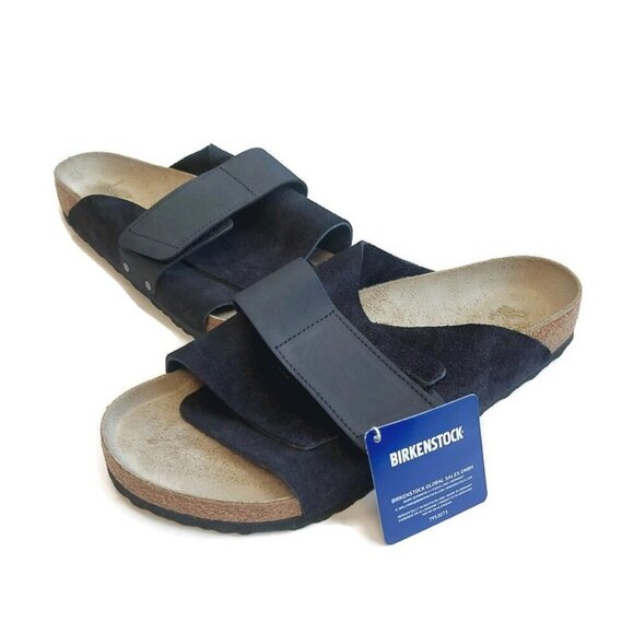 Birkenstock Mens Sz 11 Kyoto Nubuck Suede Leather Sandals Midnight Black Regular - Picture 5 of 9